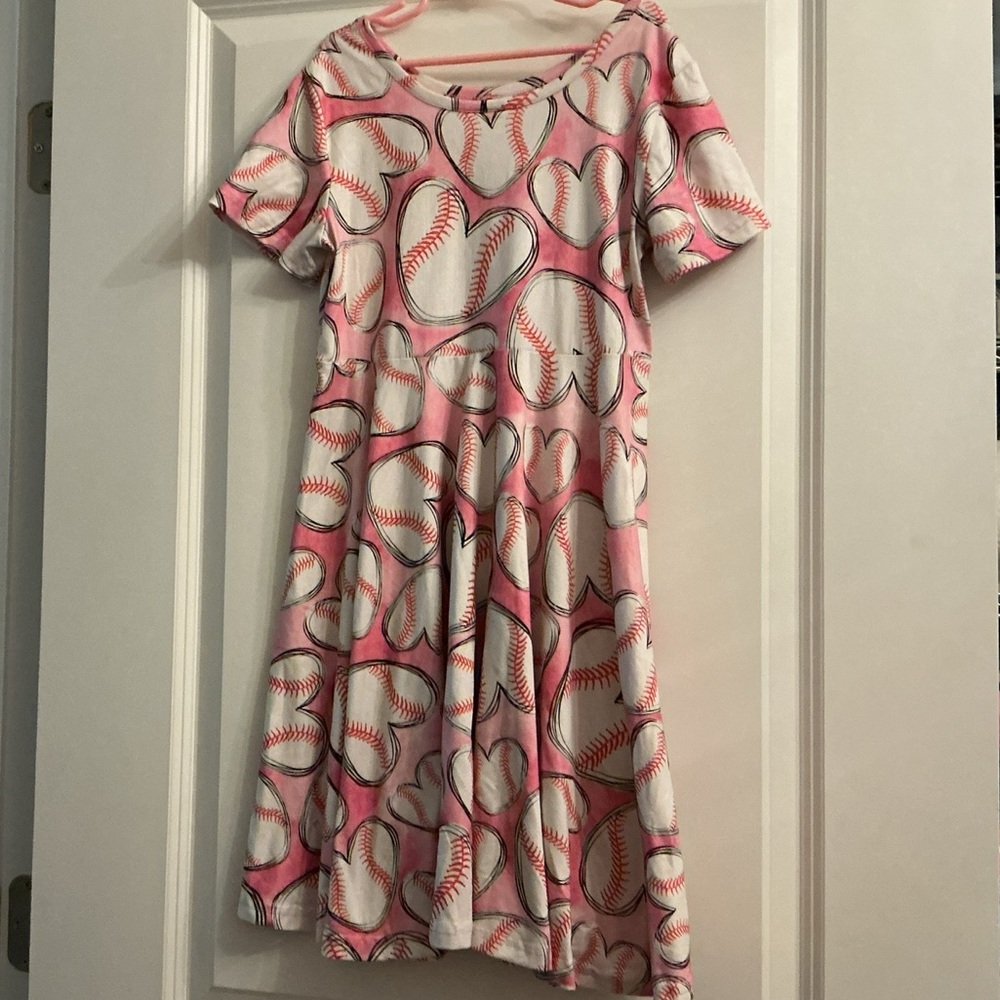 Pink Heart Pattern Kids Dress